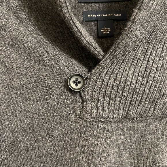 Banana Republic Men's Sweater Large Gray Shawl Collar Merino Wool Blend - Picture 8 of 16